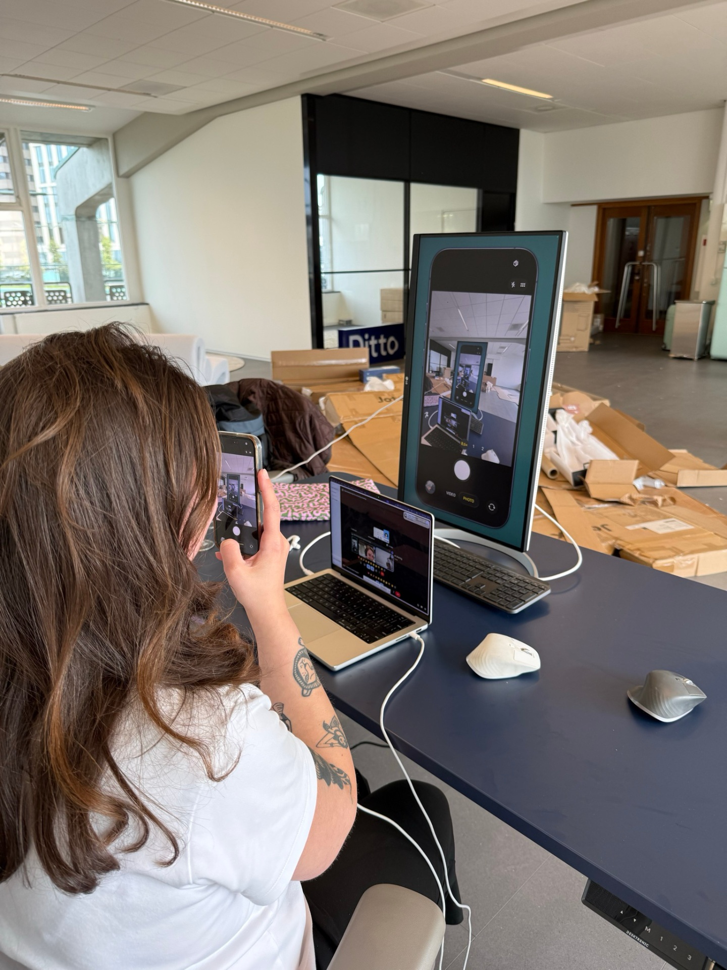 Filming a phone demo on a vertical screen