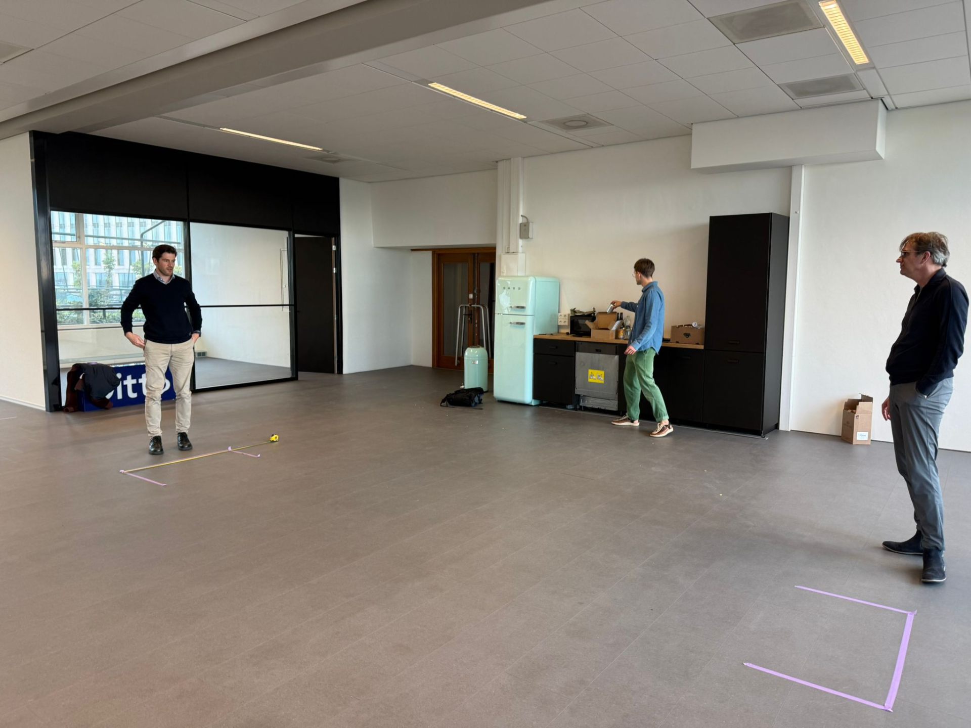 Empty floor with planning tape