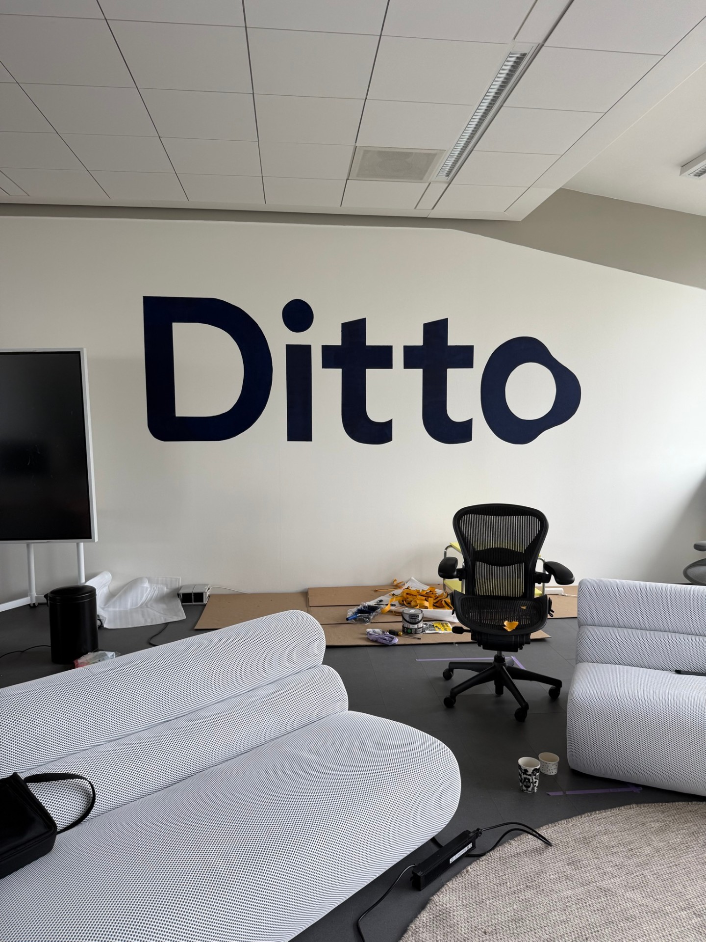 Ditto wordmark painted on the wall